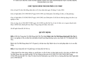 Quyết định 89/2004/QĐ-UB Bệnh viện Tai Mũi Họng thành phố Cần Thơ