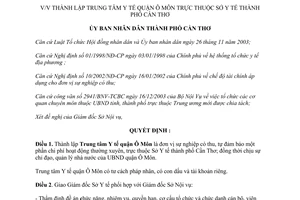 Quyết định số 74/2004/QĐ-UB thành lập Trung tâm Y tế quận Ô Môn