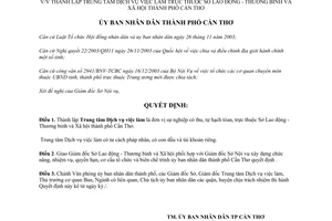 Quyết định 47/2004/QĐ-UB thành lập Trung tâm Dịch vụ việc làm Cần Thơ