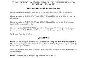 Quyết định 91/2004/QĐ-UB Trung tâm Tâm thần thành phố Cần Thơ