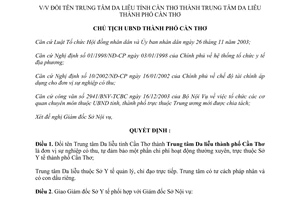 Quyết định 80/2004/QĐ-UB Trung tâm Da liễu thành phố Cần Thơ