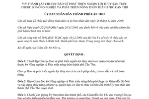 Quyết định 42/2004/QĐ-UB thành lập Chi cục Bảo vệ phát triển nguồn lợi thủy sản