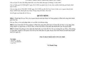 Quyết định 44/2004/QĐ-UB Lập Chi cục Thú y trực thành phố Cần Thơ