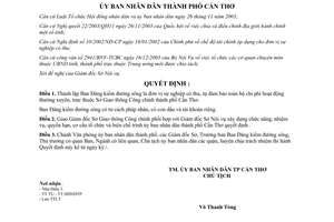 Quyết định 69/2004/QĐ-UB thành lập Ban Đăng kiểm đường sông Sở Giao thông Công chính Cần Thơ