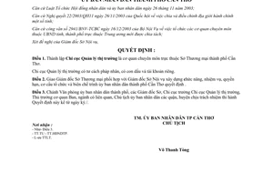 Quyết định 50/2004/QĐ-UB thành lập Chi cục Quản lý thị trường trực thuộc Sở Thương mại Cần Thơ