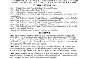 Quyết định 12/2004/QĐ-BTC mẫu hoá đơn bán tài sản tịch thu, sung quỹ Nhà nước