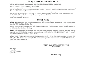 Quyết định 117/2004/QĐ-UB đổi tên Trường Trung học Phổ thông bán công Thốt Nốt Cần Thơ