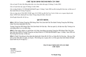 Quyết định 119/2004/QĐ-UB đổi tên Trường Trung học Phổ thông Châu Văn Liêm Cần Thơ