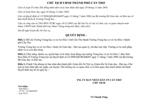 Quyết định 108/2004/QĐ-UB đổi tên thành Trường Trung học cơ sở An Hòa 1 Cần Thơ