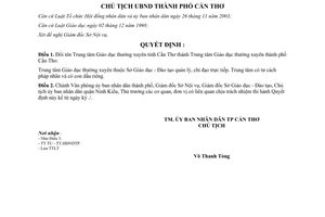 Quyết định 141/2004/QĐ-UB đổi tên Trung tâm Giáo dục thường xuyên Cần Thơ