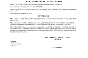 Quyết định 161/2004/QĐ-UB đổi tên Công ty Phát triển khu công nghiệp tỉnh Cần Thơ