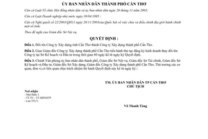 Quyết định 166/2004/QĐ-UB về đổi tên Công ty Xây dựng tỉnh Cần Thơ