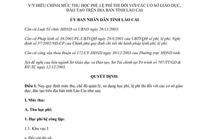 Quyết định 15/2004/QĐ-UBND mức thu học phí lệ phí thi đối cơ sở giáo dục đào tạo Lào Cai