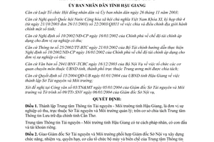 Quyết định 26/2004/QĐ-UB thành lập trung tâm thông tin tài nguyên môi trường Hậu Giang