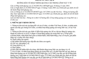 Thông tư liên tịch 01/2004/TTLT-BVHTT-BYT hoạt động quảng cáo trong lĩnh vực y tế