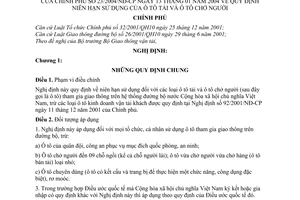 Nghị định 23/2004/NĐ-CP niên hạn sử dụng của ô tô tải chở người