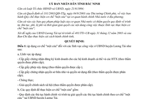Quyết định 02/2004/QĐ-UB áp dụng cơ chế một cửa đối với lĩnh vực công việc