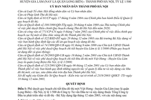 Quyết định 08/2004/QĐ-UB Quy hoạch chi tiết khu đô thị mới Việt Hưng-Huyện Gia Lâm nay là quận Long Biên Thành phố Hà Nội, tỷ lệ1/500