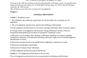 Ordinance No.13/2004/PL-UBTVQH11 of January 14th, 2004 on execution of civil judgments