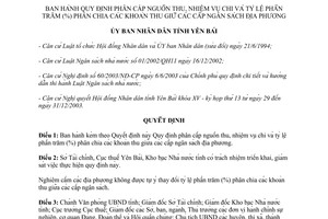 Quyết Định 18/2004/QĐ-UB phân cấp nguồn thu nhiệm vụ chi tỷ lệ phần trăm phân chia Yên Bái