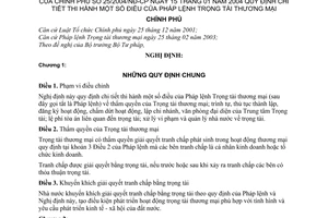 Nghị định 25/2004/NĐ-CP quy định chi tiết thi hành Pháp lệnh Trọng tài Thương mại