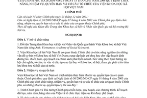 Nghị định 26/2004/NĐ-CP chức năng, nhiệm vụ, quyền hạn cơ cấu tổ chức Viện Khoa học xã hội Việt Nam