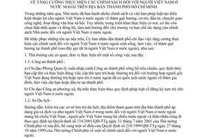 Chỉ thị 03/2004/CT-UB tăng cường thực hiện chính sách người Việt Nam nước ngoài địa bàn Hồ Chí Minh