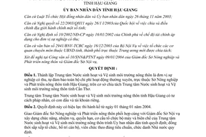 Quyết định 50/2004/QĐ-UBND thành lập trung tâm nước sinh hoạt vệ sinh môi trường nông thôn Hậu Giang