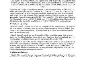 Thông tư 01/2004/TT-BLĐTBXH chế độ tiền lương phụ cấp cán bộ, viên chức ngân hàng Chính sách xã hội sửa đổi 09/2003/TT-BLĐTBXH