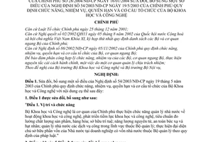 Nghị định 28/2004/NĐ-CP chức năng, nhiệm vụ, quyền hạn cơ cấu tổ chức Bộ Khoa học Công nghệ sửa đổi Nghị định 54/2003/NĐ-CP