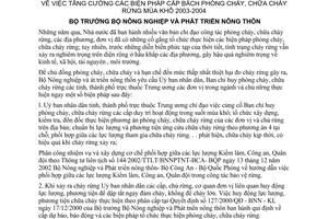 Chỉ thị 02/2004/CT-BNN tăng cường biện pháp cấp bách phòng cháy chữa cháy rừng mùa khô 2003-2004