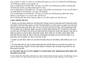 Thông tư 02/2004/TT - BYT hướng dẫn thực hiện công tác chăm sóc sức khoẻ người cao tuổi