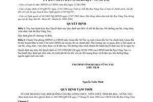 Quyết định 240/QĐ-UBND năm 2004 chế độ đào tạo bồi dưỡng cán bộ