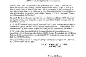 Công văn 1069 TC/TCT chỉ đạo thu thuế chuyển quyền sử dụng đất