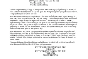 Công văn  488 TCHQ/KTTT  bù trừ tiền thuế Nhập khẩu