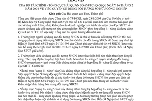 Công văn 674/TCHQ-GSQL  quyền sử dụng đối tượng sở hữu công nghiệp