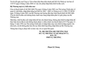 Công văn 0620 TM/ĐT  hướng dẫn nhập khẩu thiết bị đầu cuối