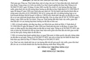 Công văn 376 TCT/DNNN  giải quyết vướng mắc thực hiện TT 98/2002/TT-BTC