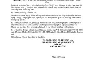 Công văn 0698/TM-ĐT  tái xuất hàng hoá kinh doanh  cửa hàng miễn thuế