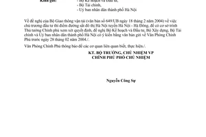 Công văn  802/VPCP-CN chủ trương đầu tư thí điểm đường sắt đô thị Hà Nội tuyến Hà Nội - Hà Đông