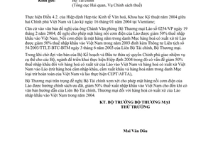 Công văn 0835/TM-CA.TBD  đề nghị giảm 50% thuế nhập khẩu  hàng nồi cơm điện của Lào