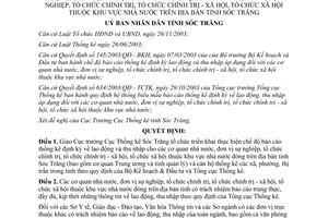 Quyết định 05/2004/QĐ.UBNDT báo cáo thống kê định kỳ về lao động và thu nhập Sóc Trăng