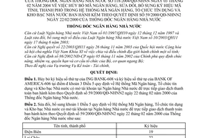 Quyết định 118/2004/QĐ-NHNN ký hiệu mã tỉnh, thành phố trong Hệ thống Mã ngân hàng, tổ chức tín dụng,kho bạc nhà nước sửa đổi 59/2000/QĐ-NHNN2