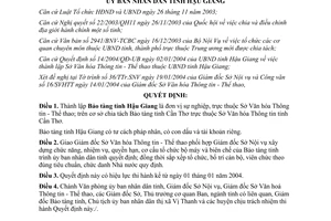 Quyết định 64/2004/QĐ-UB thành lập bảo tàng Hậu Giang