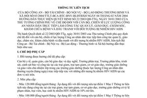 Thông tư liên tịch 03/2004/TTLT-BCA-BTC-BNV-BLĐTBXH chế độ cán bộ chiến sĩ công an công tác quản lý chăm sóc nhiễm HIV/AIDS hướng dẫn 22/2003/QĐ-TTg