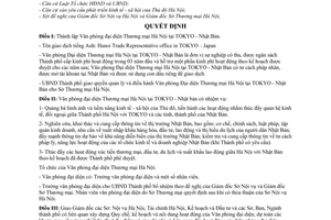 Quyết định 15/2004/QĐ-UB thành lập Văn phòng đại diện Thương mại Hà Nội tại TOKYO - Nhật Bản