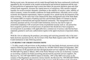 Directive No. 02/2004/CT-NHNN of February 6, 2004, on the enhancement of prudence work in the inter-bank electronic payment operation