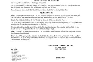 Quyết định 210/2004/QĐ-UB thành lập Câu lạc bộ Bóng đá Cần Thơ