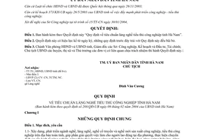 Quyết định 208/QĐ-UB năm 2004 tiêu chuẩn làng nghề tiểu thủ công nghiệp