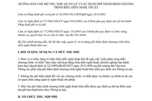 Thông tư 08/2004/TT-BTC hướng dẫn chế độ thu, nộp, quản lý sử dụng phí thẩm định chương trình biểu diễn nghệ thuật